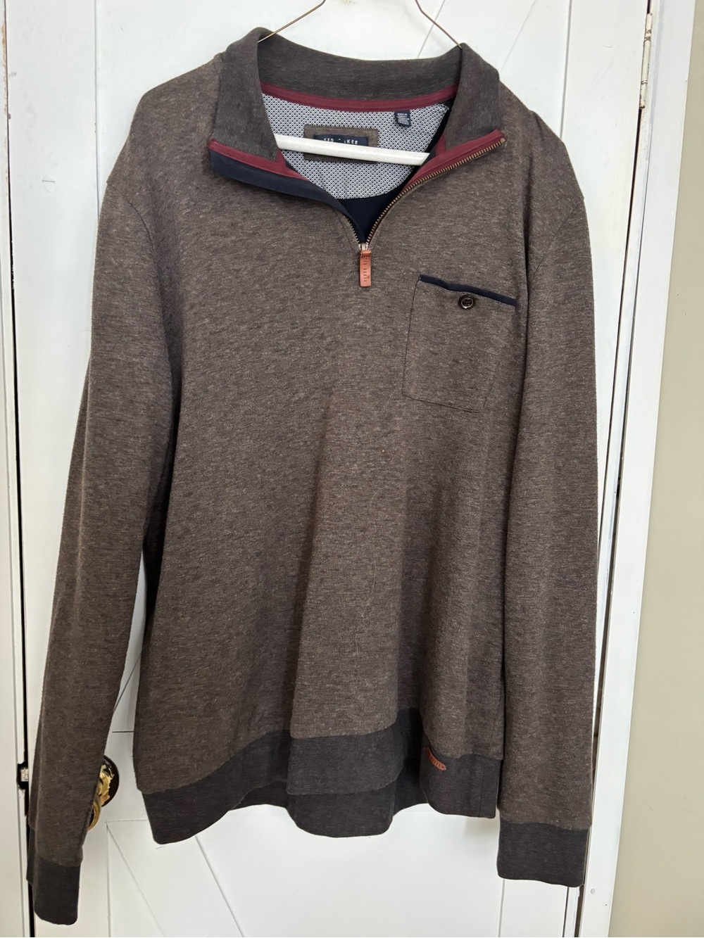 Ted Baker London Men’s Size 5 Quarter Zip Pullover Brown Gray